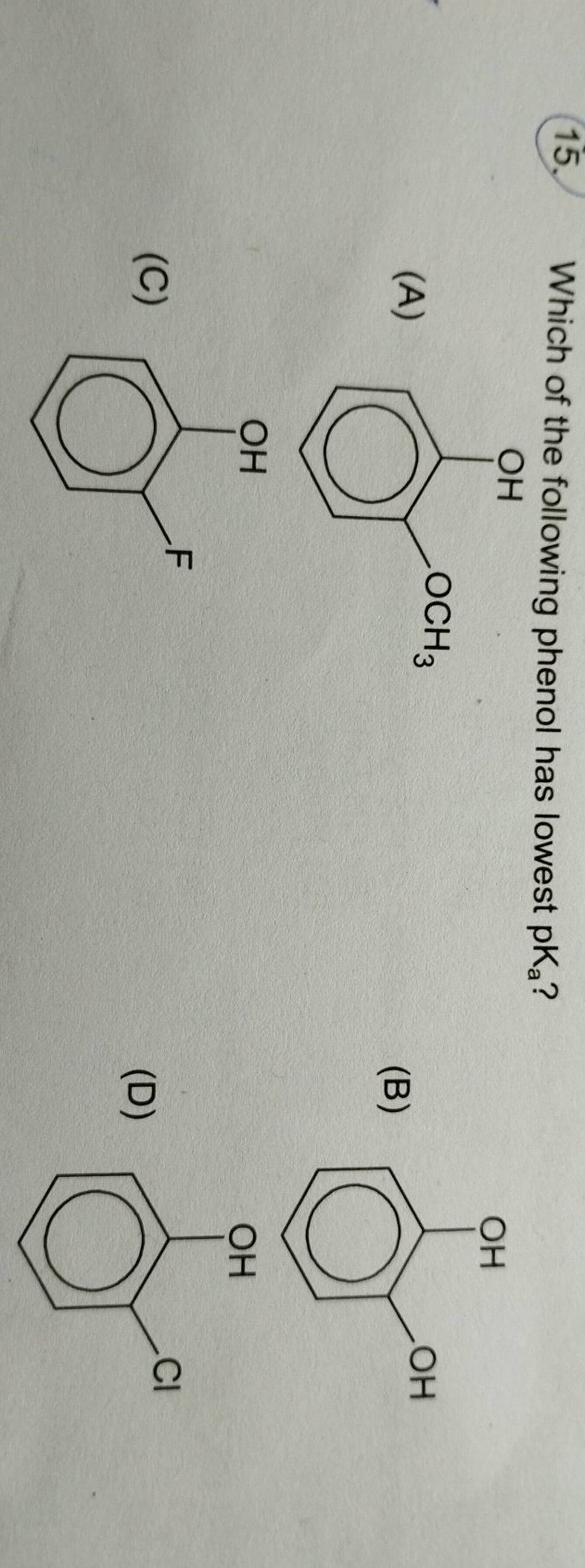 Which of the following phenol has lowest pKa ? | Filo