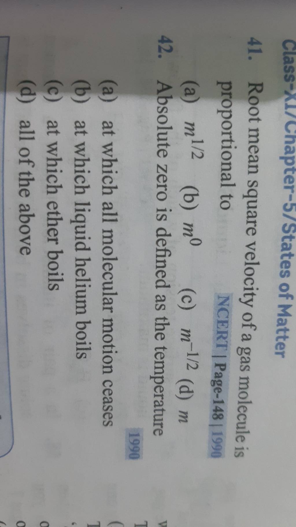 root-mean-square-velocity-of-a-gas-molecule-is-proportional-to-ncert-p