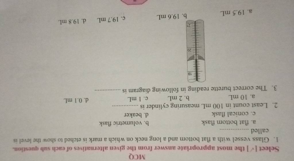 The correct burette reading in following diagram is Filo