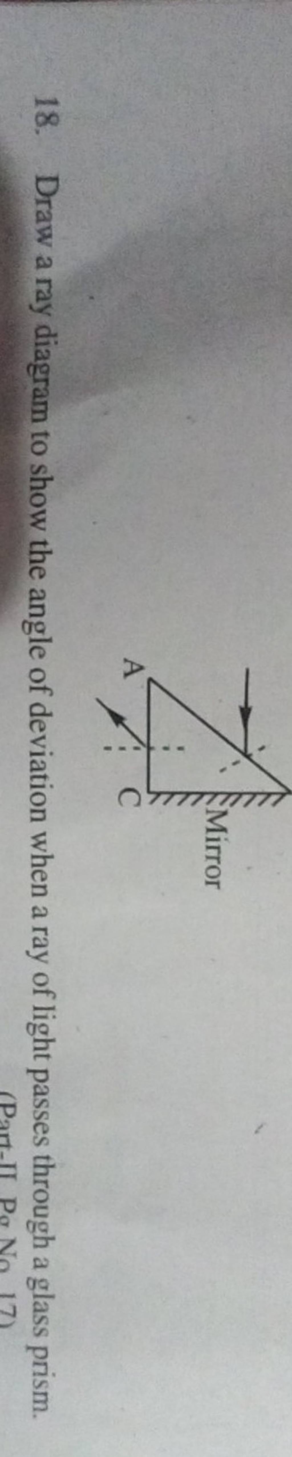 18. Draw a ray diagram to show the angle of deviation when a ray of light..