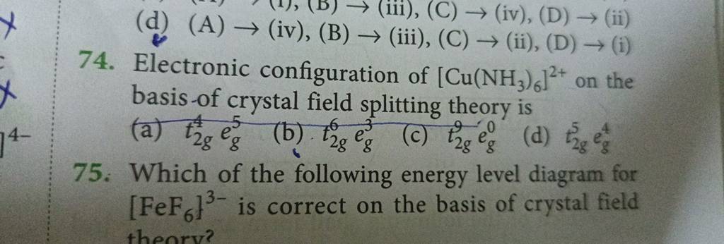 Electronic configuration of [Cu(NH3 )6 ]2+ on the basis-of crystal field