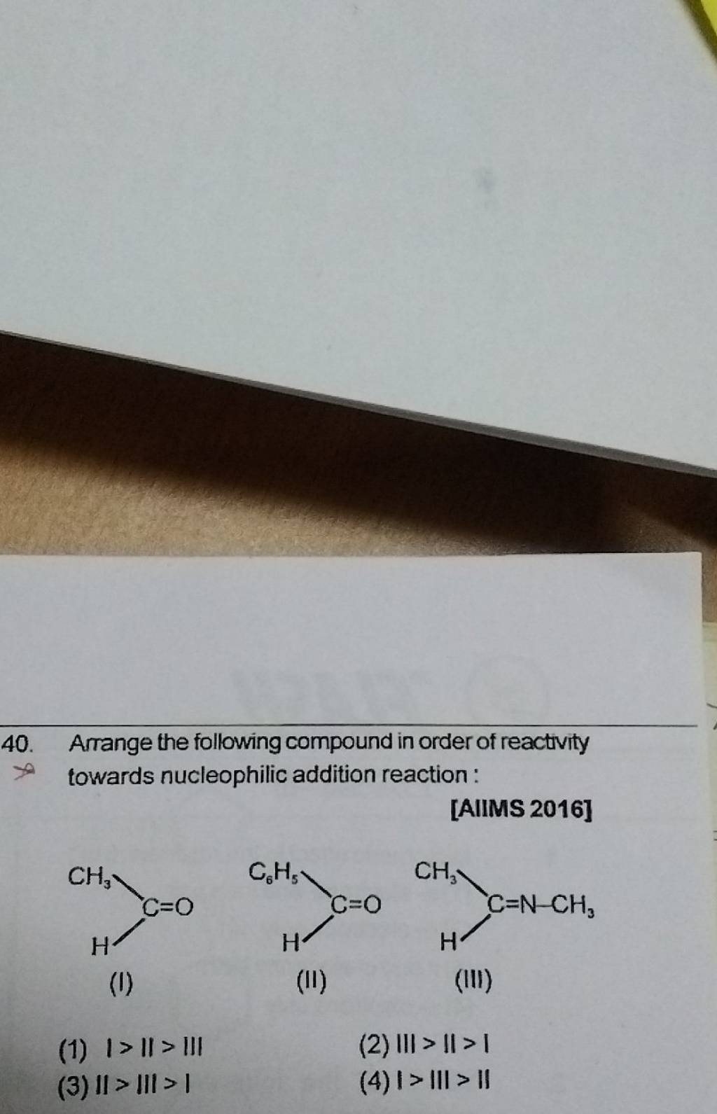 Arrange The Following Compound In Order Of Reactivity Towards Nucleophili..