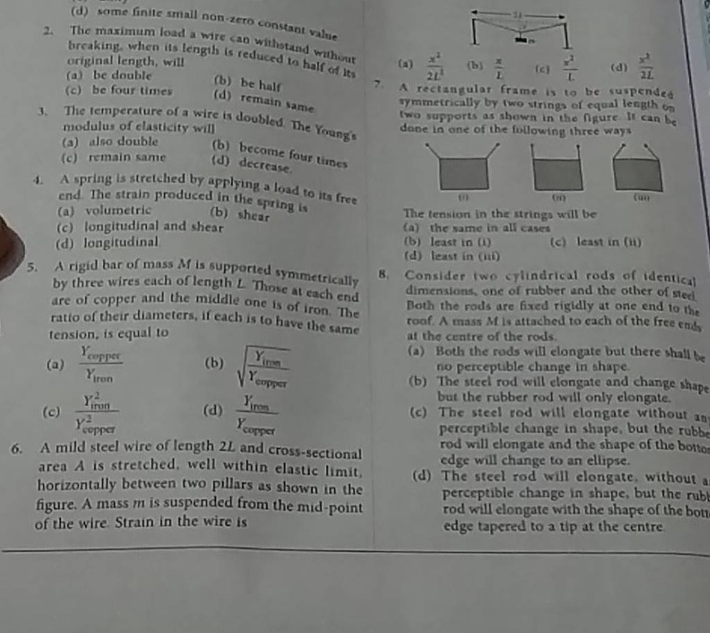 A mild steel wire of length 2L and crosssectional area A is stretched, w..