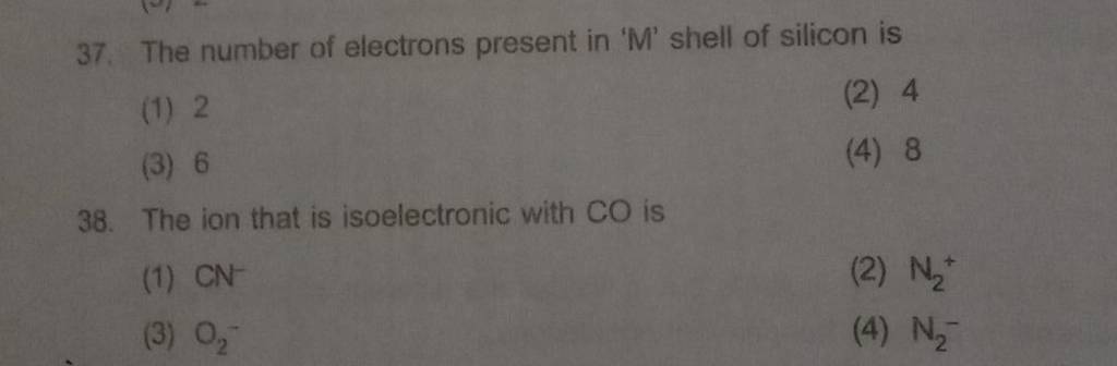 the number of electrons present in m shell of silicon is