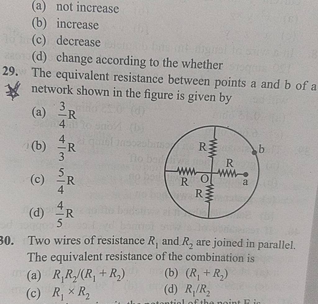 The Equivalent Resistance Between Points A And B Of A Network Shown In Th..