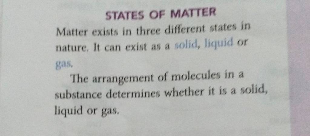 different between the three states of matter