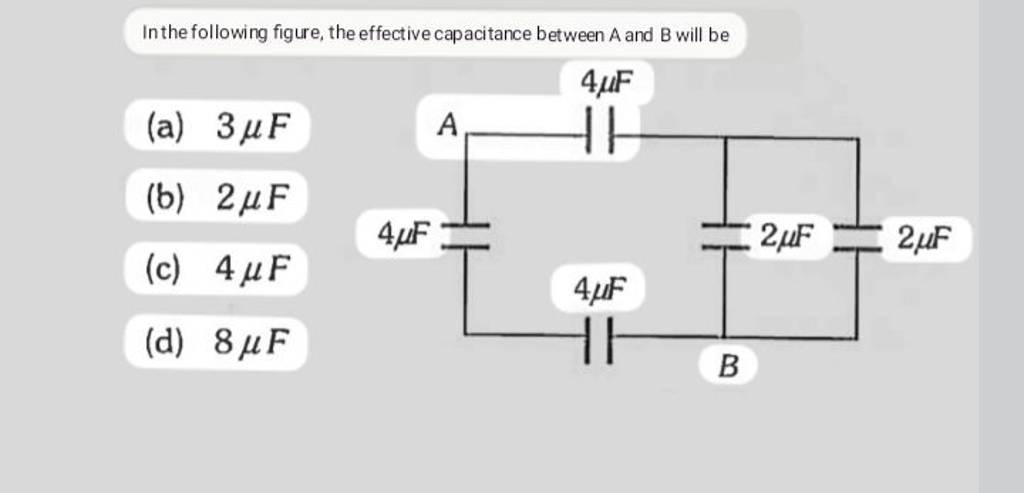 In The Following Figure, The Effective Capacitance Between A And B Will B..