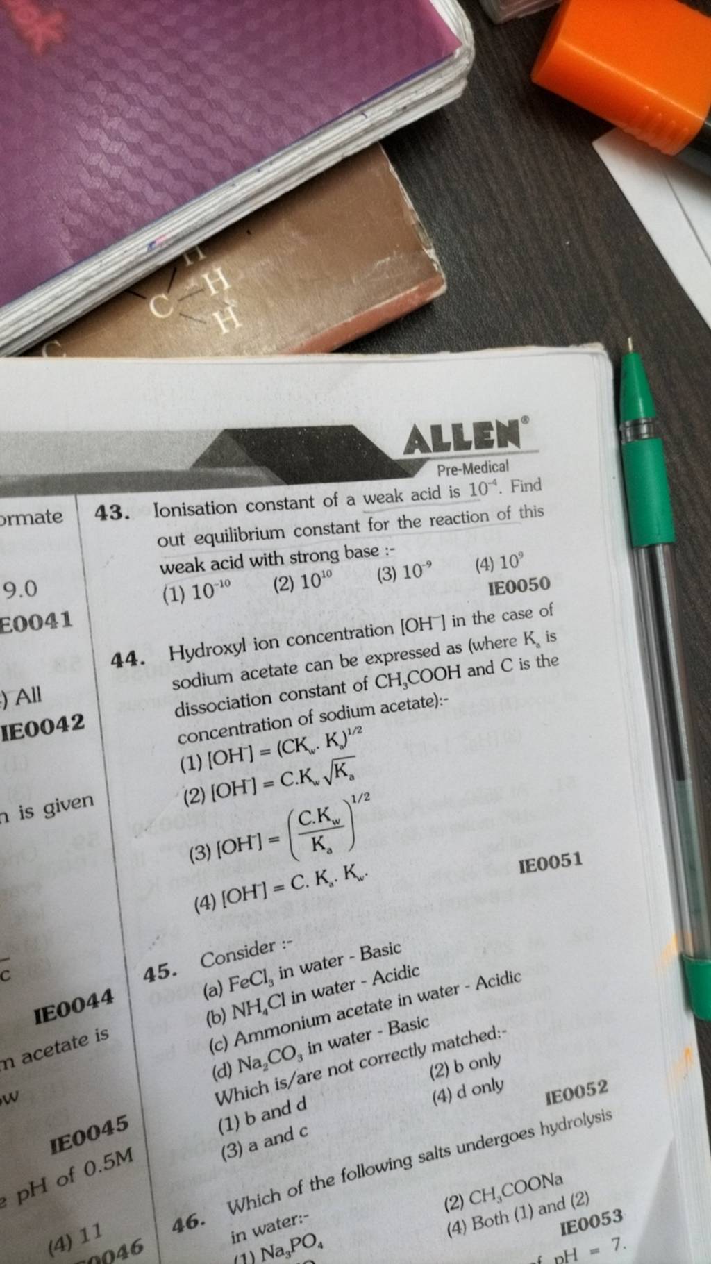 ionisation-constant-of-a-weak-acid-is-10-4-find-out-equilibrium-constant