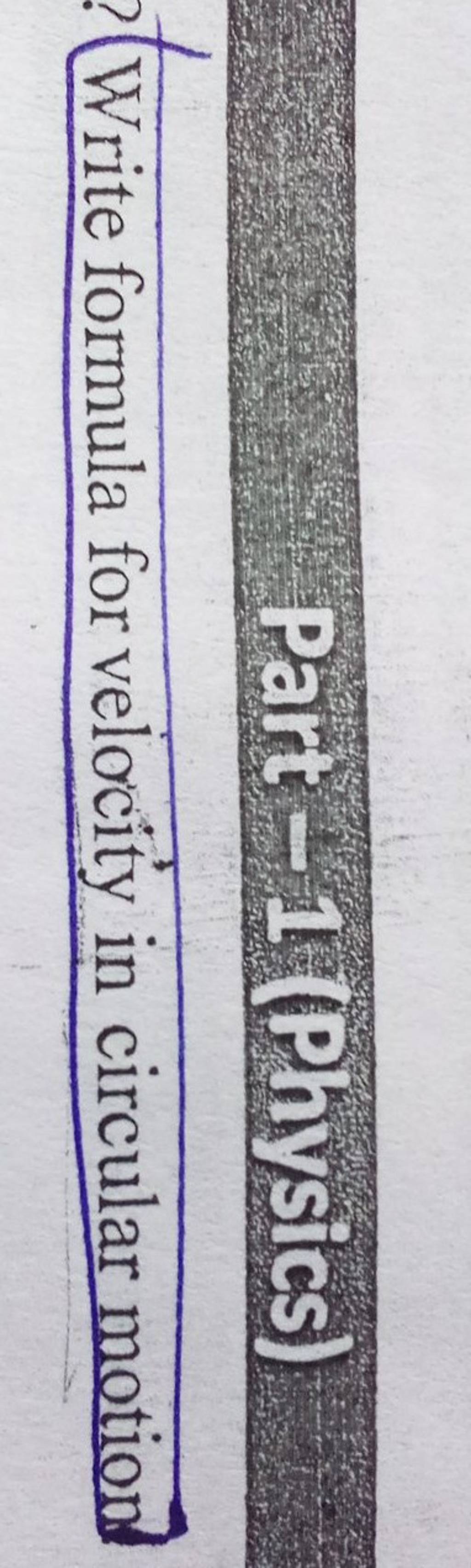 Parc 1 physios write formula for velocity in circular motion filo