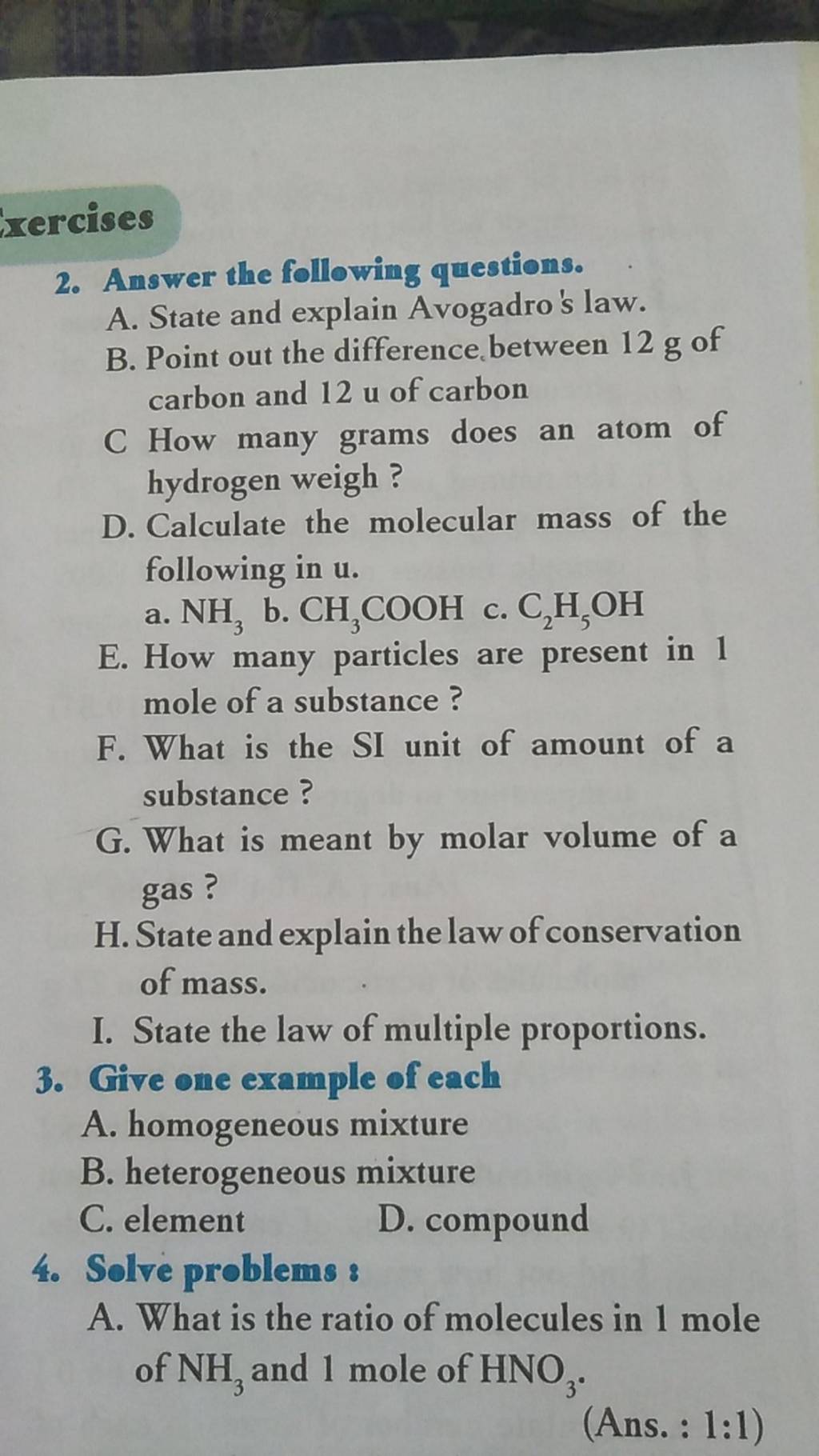 C How many grams does an atom of hydrogen weigh ? | Filo