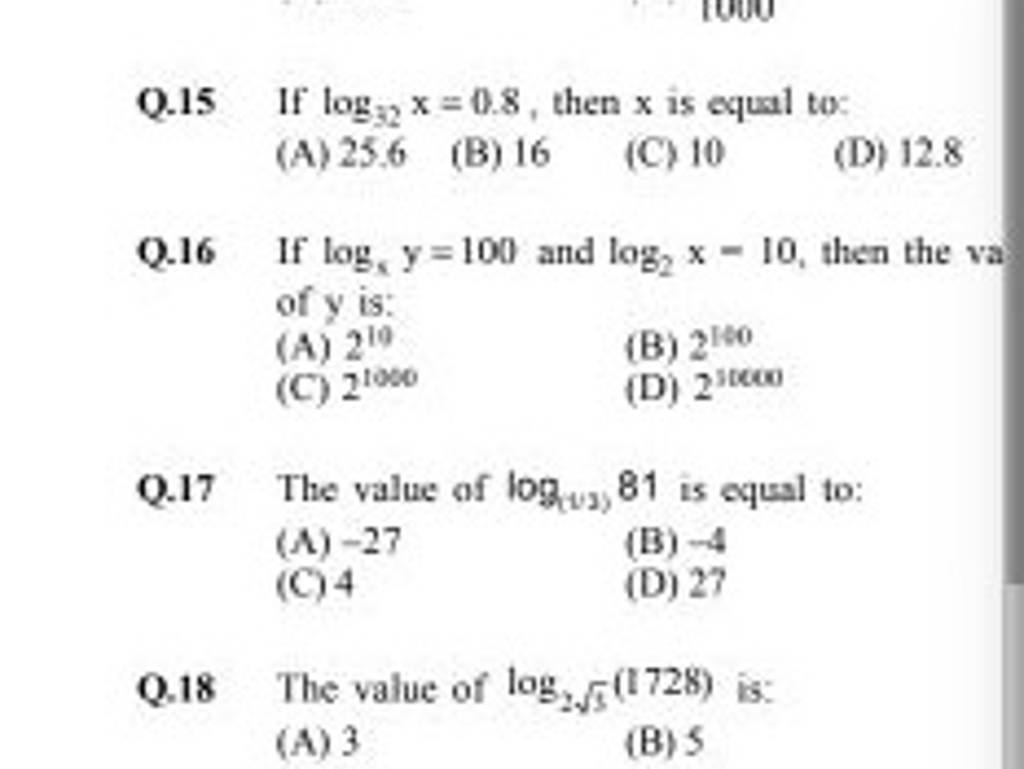 q-16-if-logc-y-100-and-log2-x-10-then-the-va-of-y-is-filo