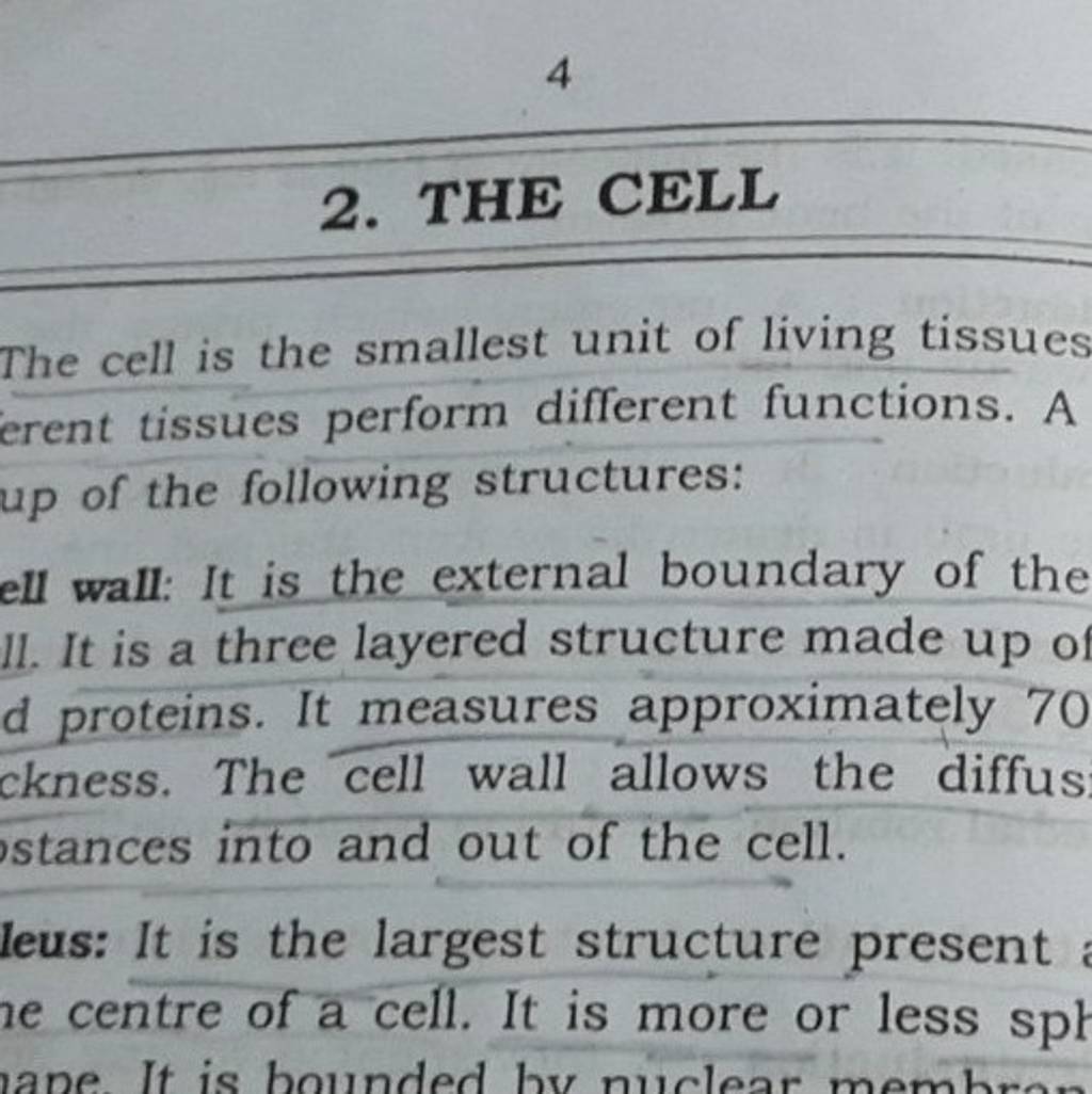 2. THE CELL The Cell Is The Smallest Unit Of Living Tissues Erent Tissues..