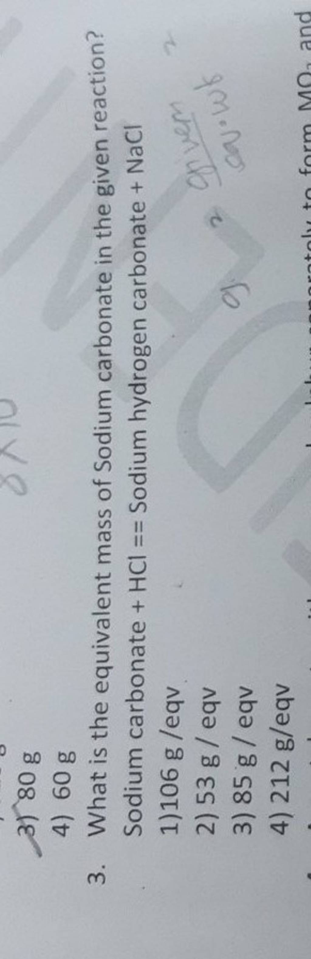 what-is-the-equivalent-mass-of-sodium-carbonate-in-the-given-reaction-so