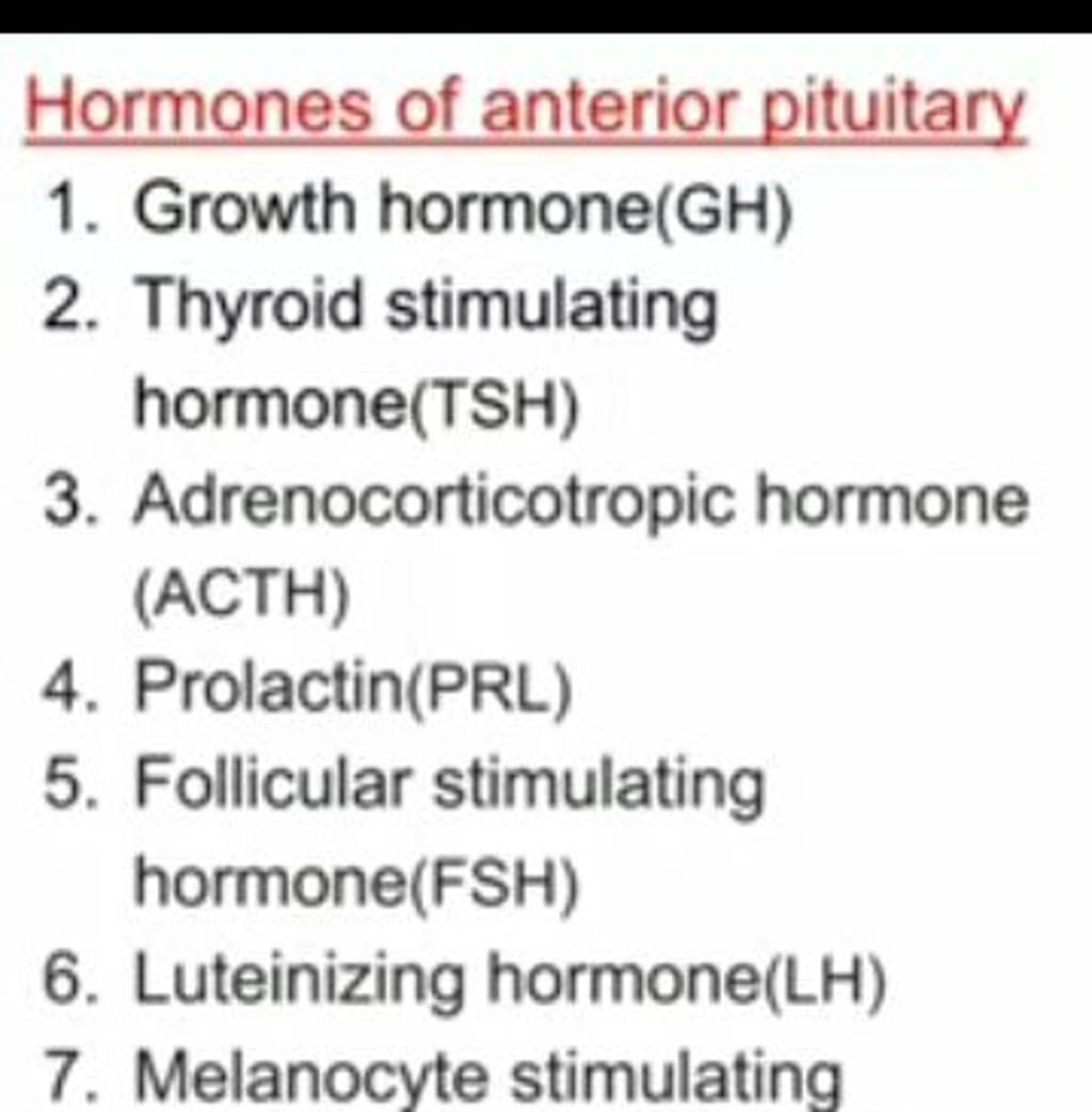 Hormones of anterior pituitary Filo