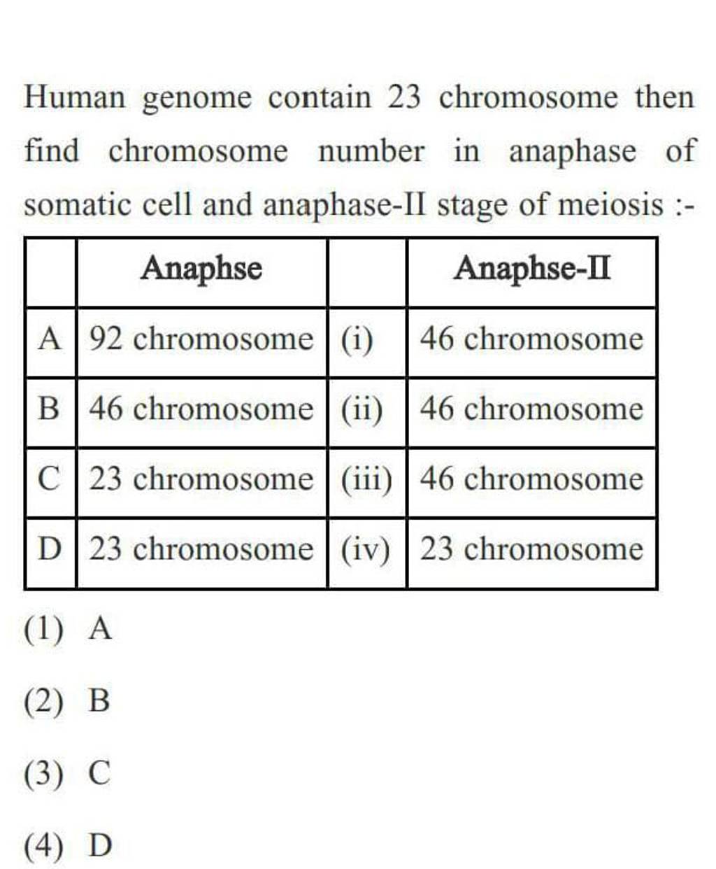 Human Genome Contain 23 Chromosome Then Find Chromosome Number In Anaphas..