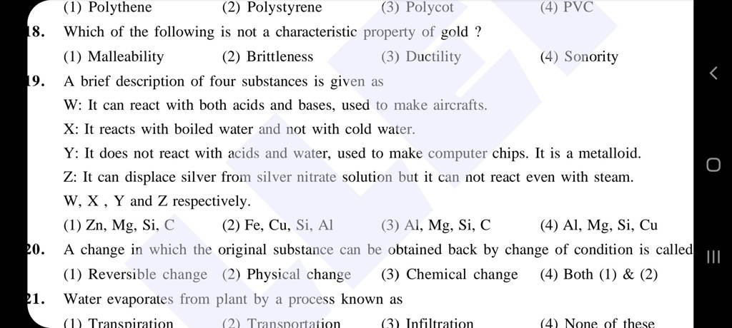 Water evaporates from plant by a process known as | Filo