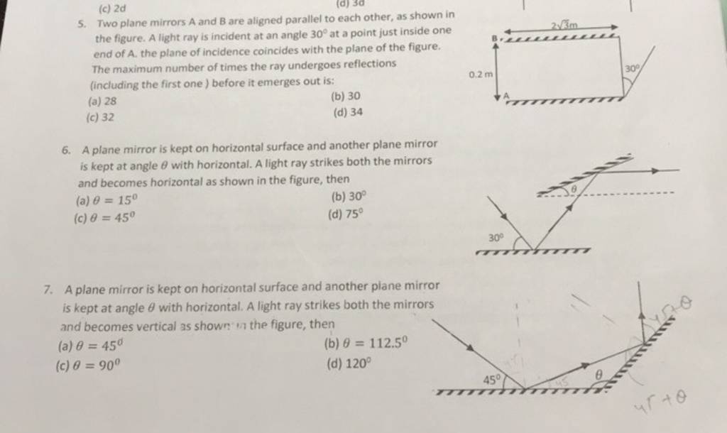 Two plane mirrors A and B are aligned parallel to each other, as shown in..
