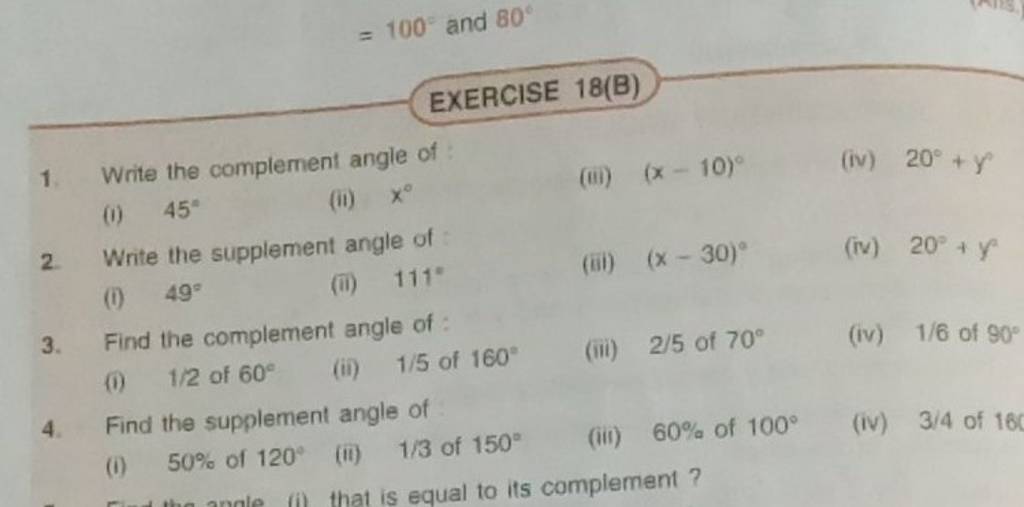 find supplement of an angle