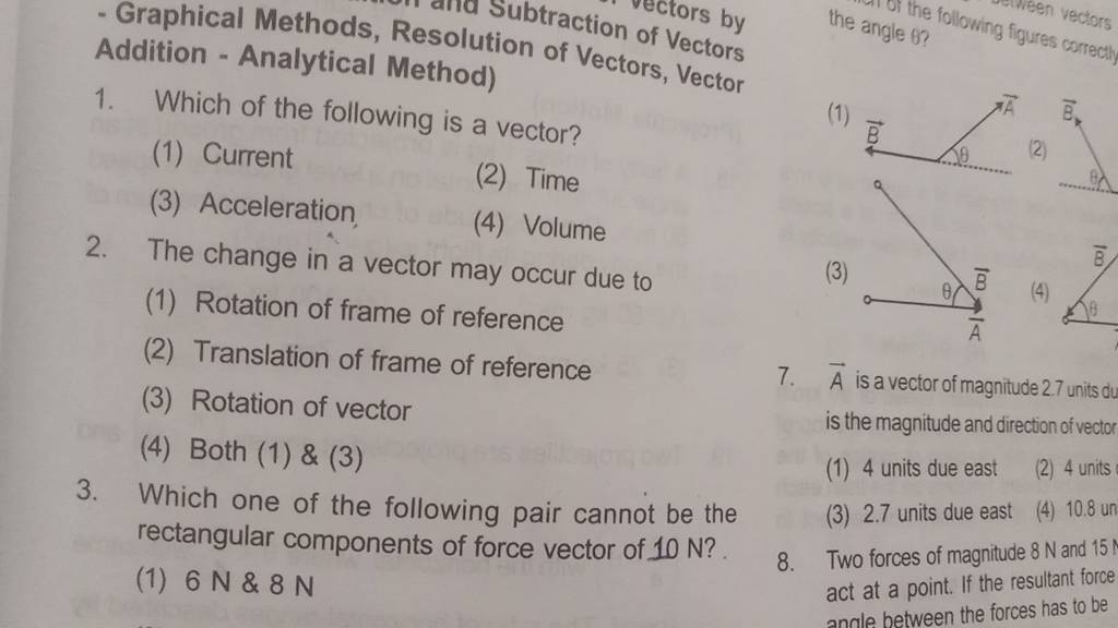  Graphical Methods, Resolution of Von of Vectors Addition Analytical M..