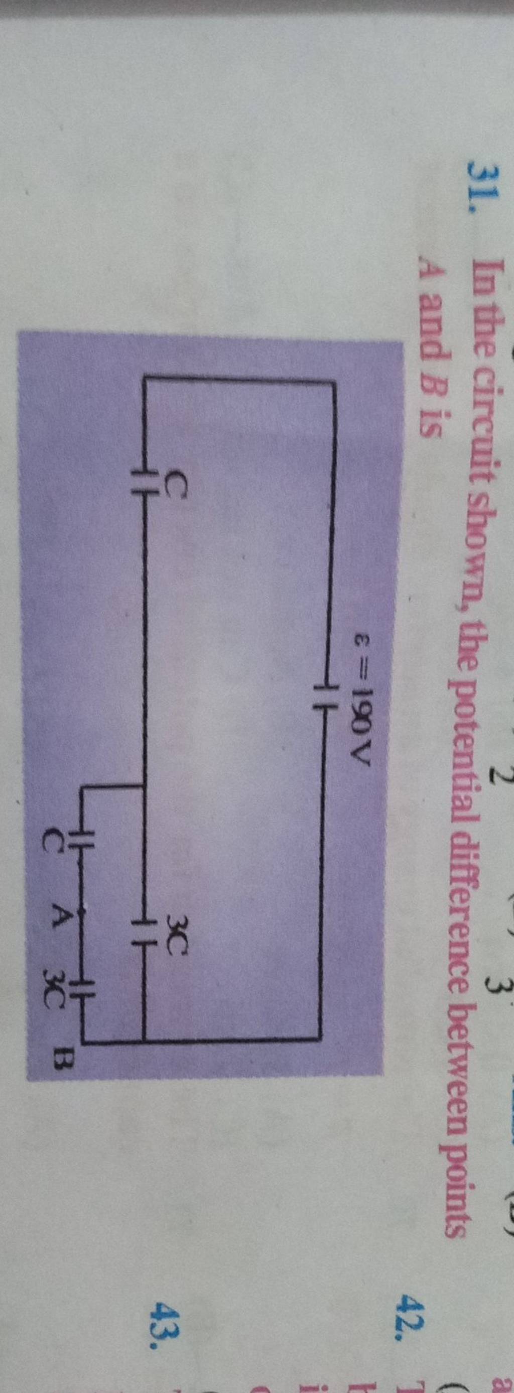 31. In The Circuit Shown, The Potential Difference Between Points A And B..