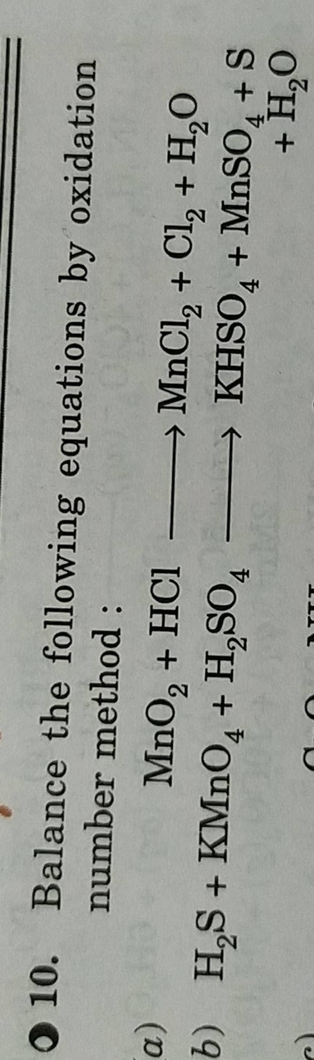 Balance The Following Equations By Oxidation Number Method