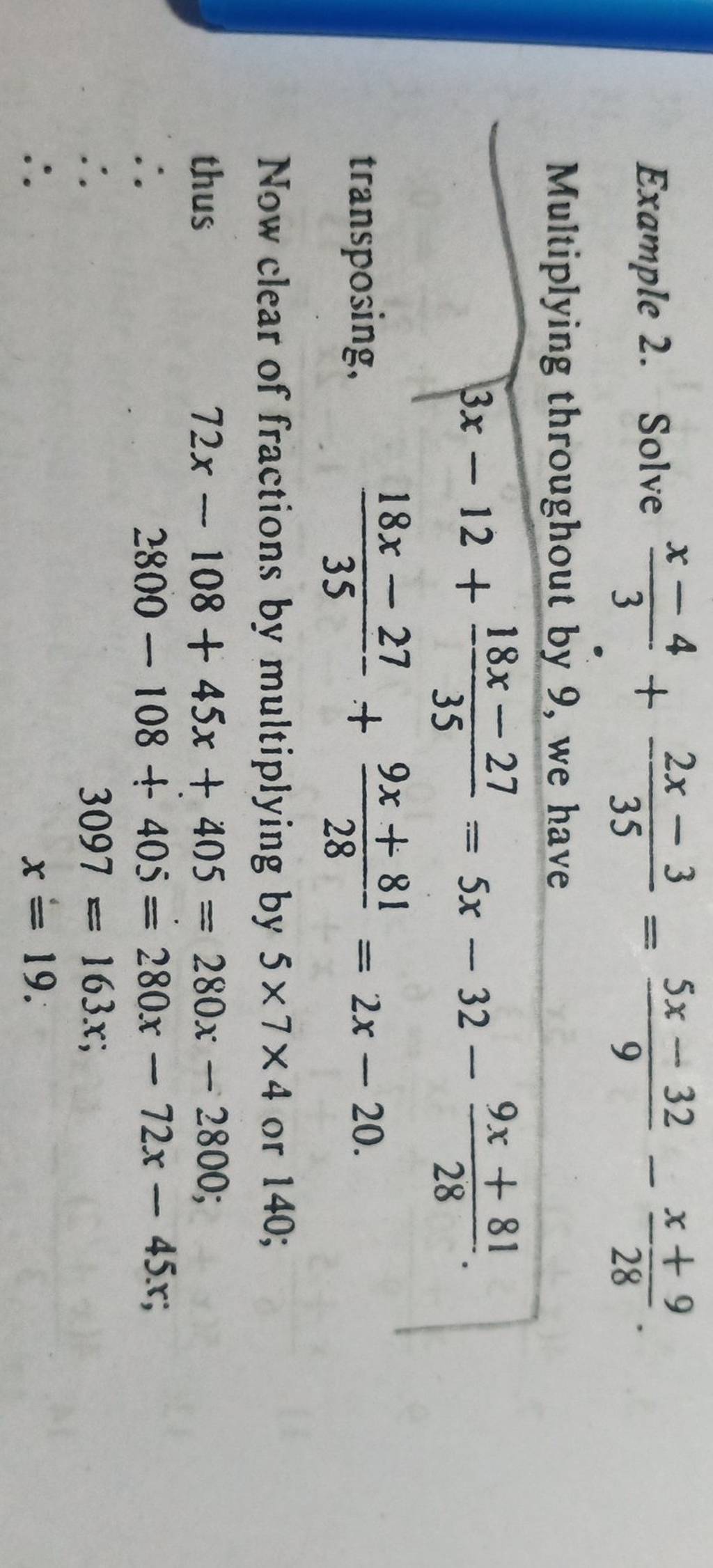 example-2-solve-3x-4-352x-3-95x-32-28x-9-multiplying-throughout-by-9