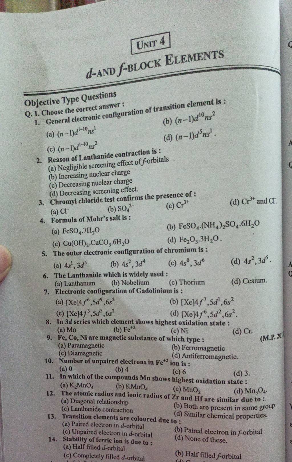 What Is The Most Common Oxidation State Of 3d Series