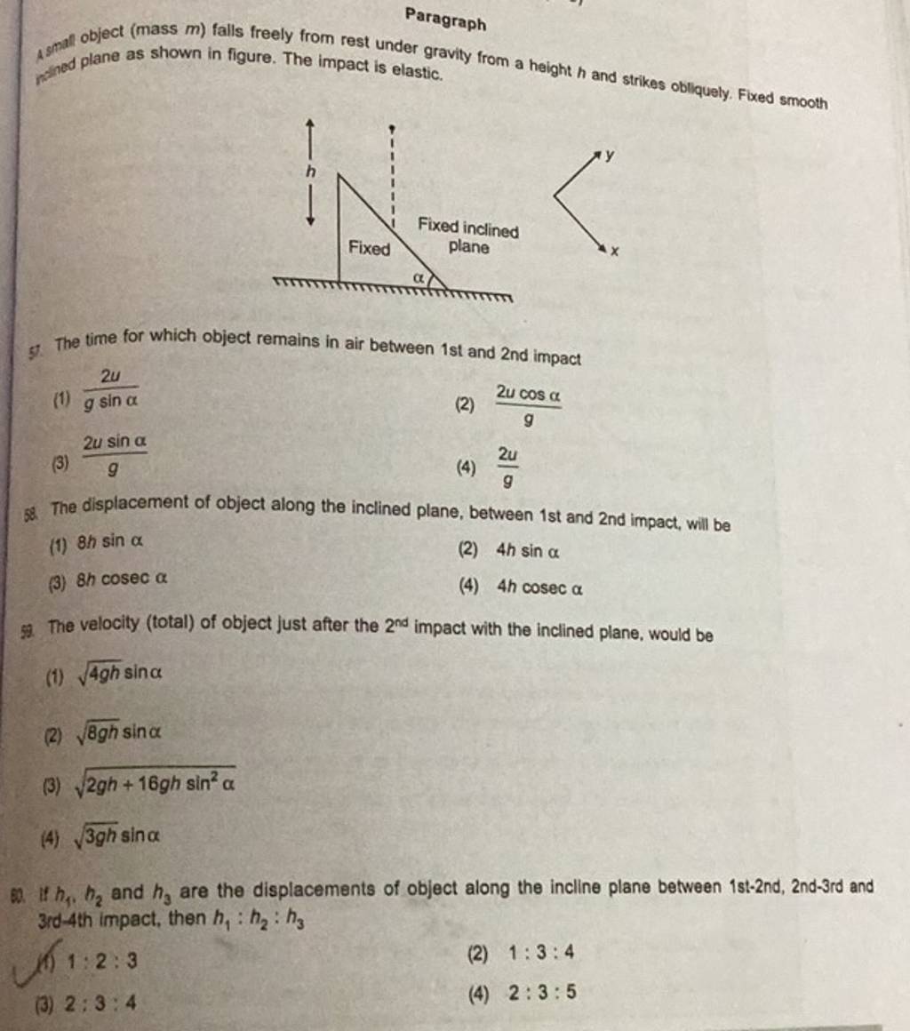 Paragraph Asmall object (mass m ) falls freely from rest under gravity fr..