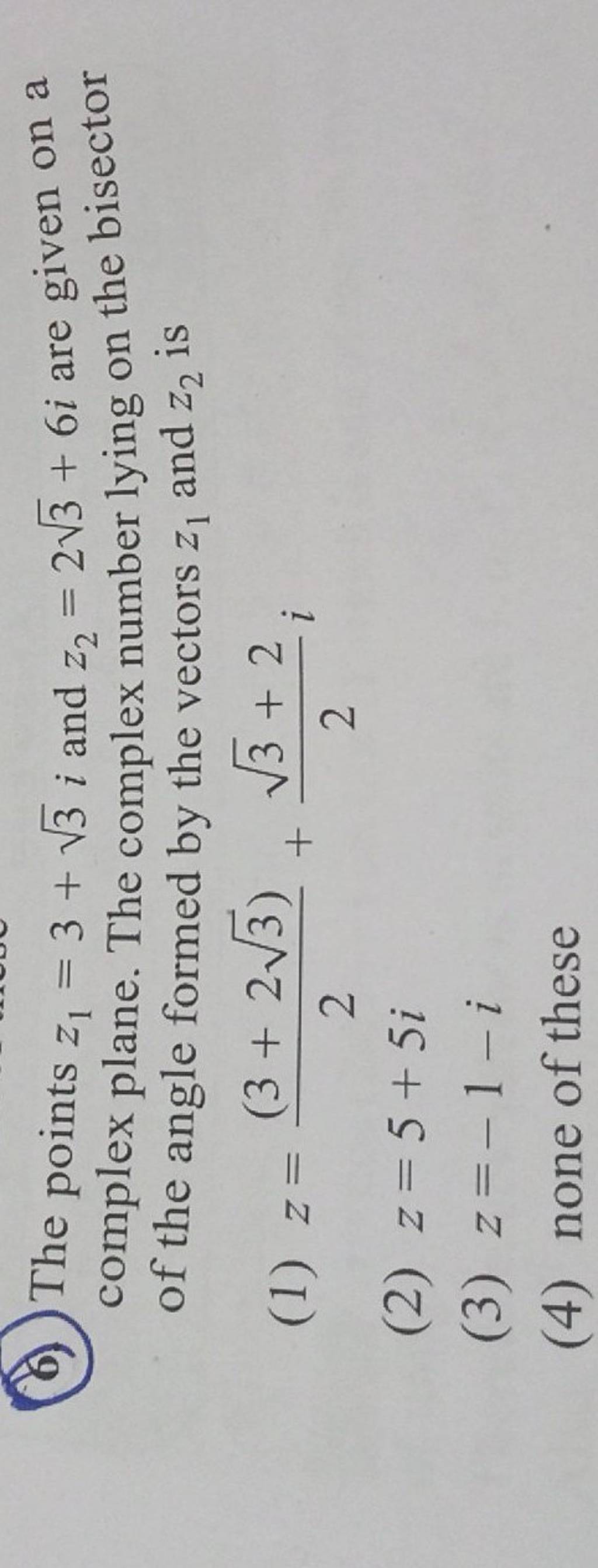 the-points-z1-3-3-i-and-z2-23-6i-are-given-on-a-complex-plane-the-co