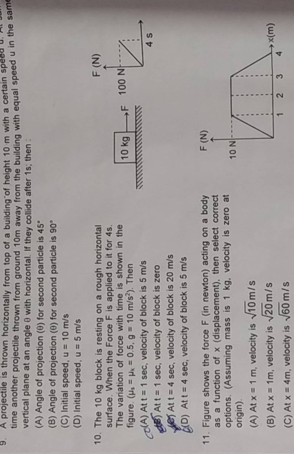 E D At T 4sec Velocity Of Block Is 5 M s 11 Figure Shows The Force F e-d-at-t-4sec-velocity-of-block-is-5-m-s-11-figure-shows-the-force-f