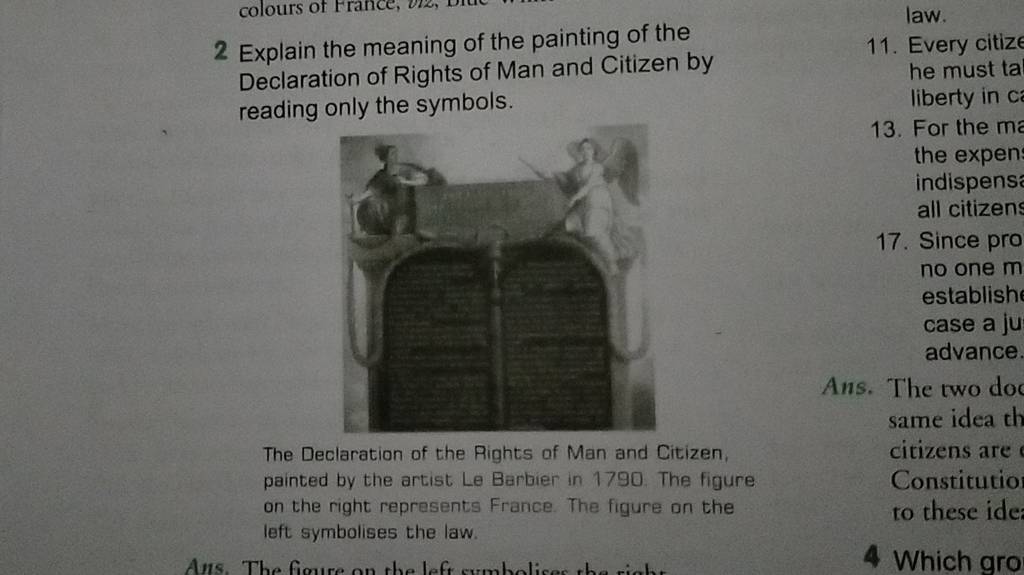 2 explain the meaning of the painting of the declaration of rights of man 