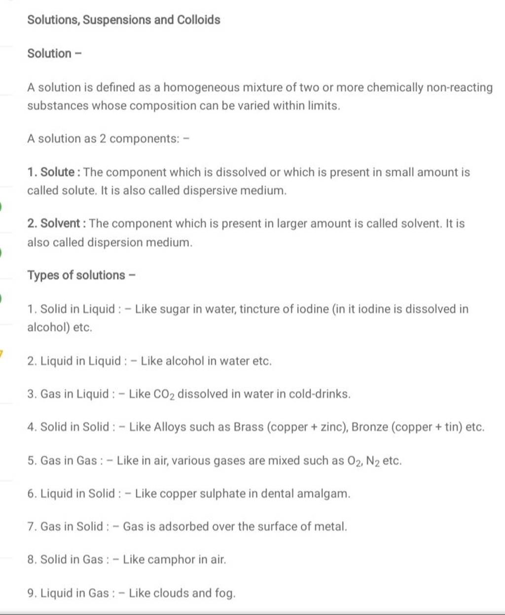 Types of solutions Filo