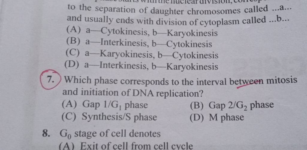 to the separation of daughter chromosomes called ……. and usually ends..