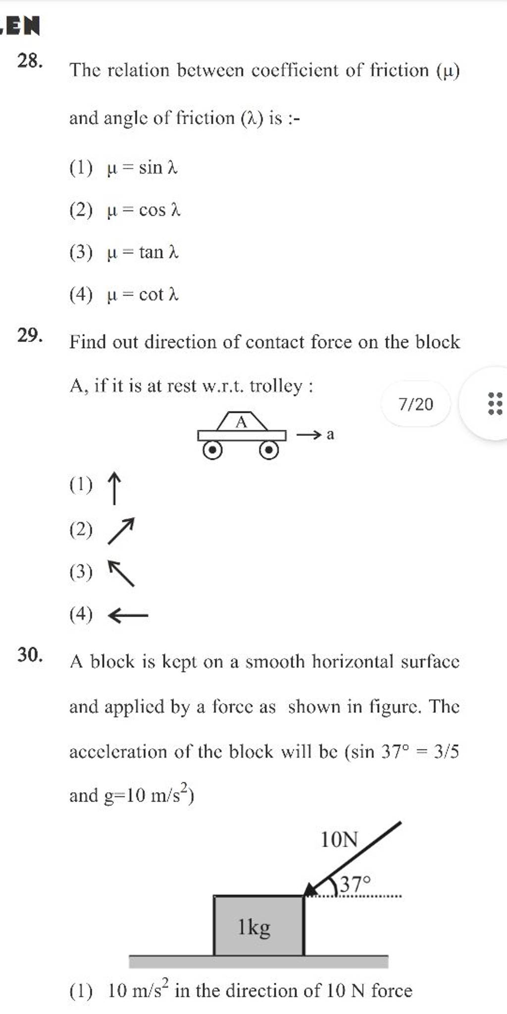 The relation between coefficient of friction and angle of friction 