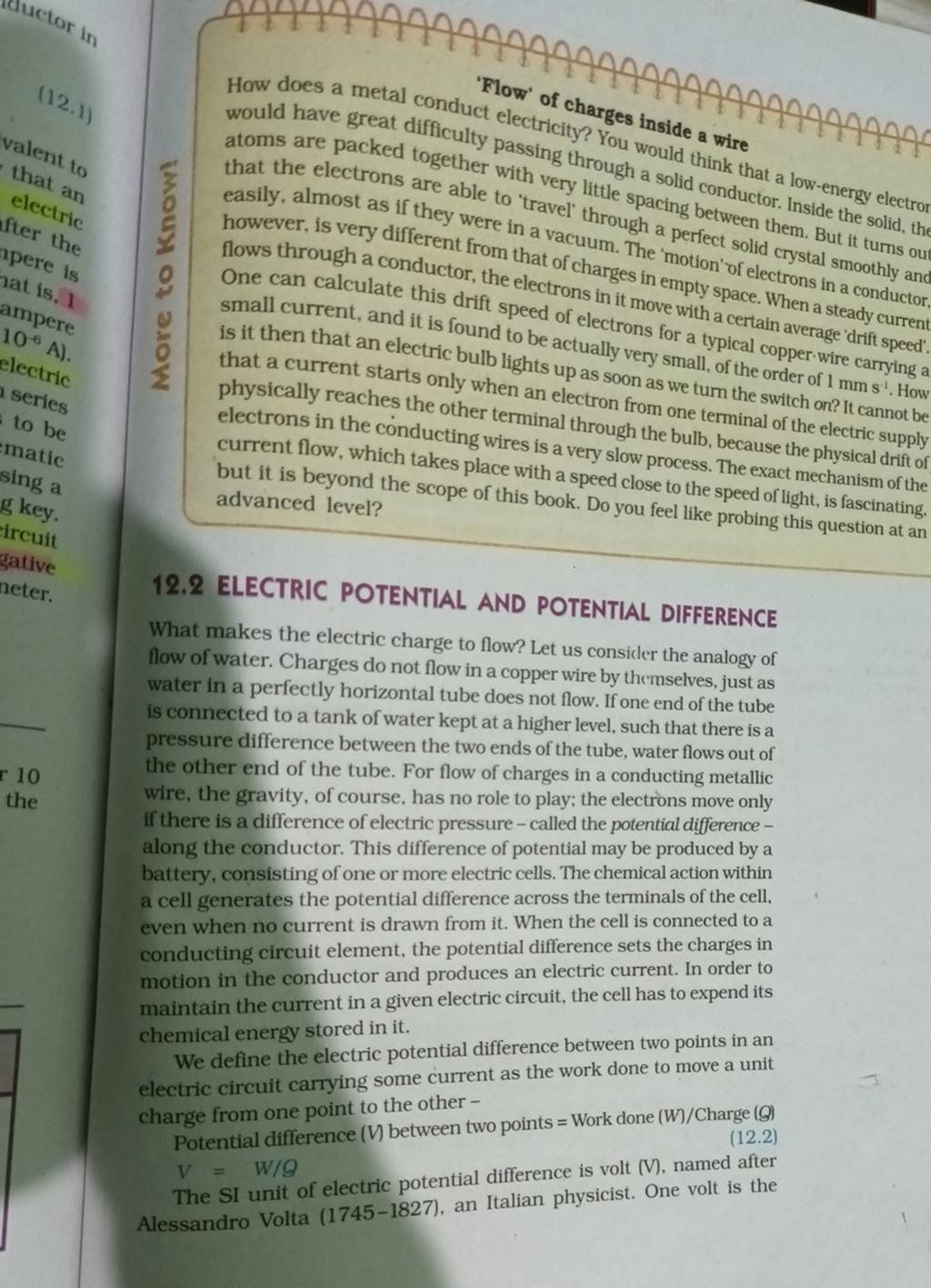 'Flow' of charges inside a wire How does a metal conduct electricity? You..