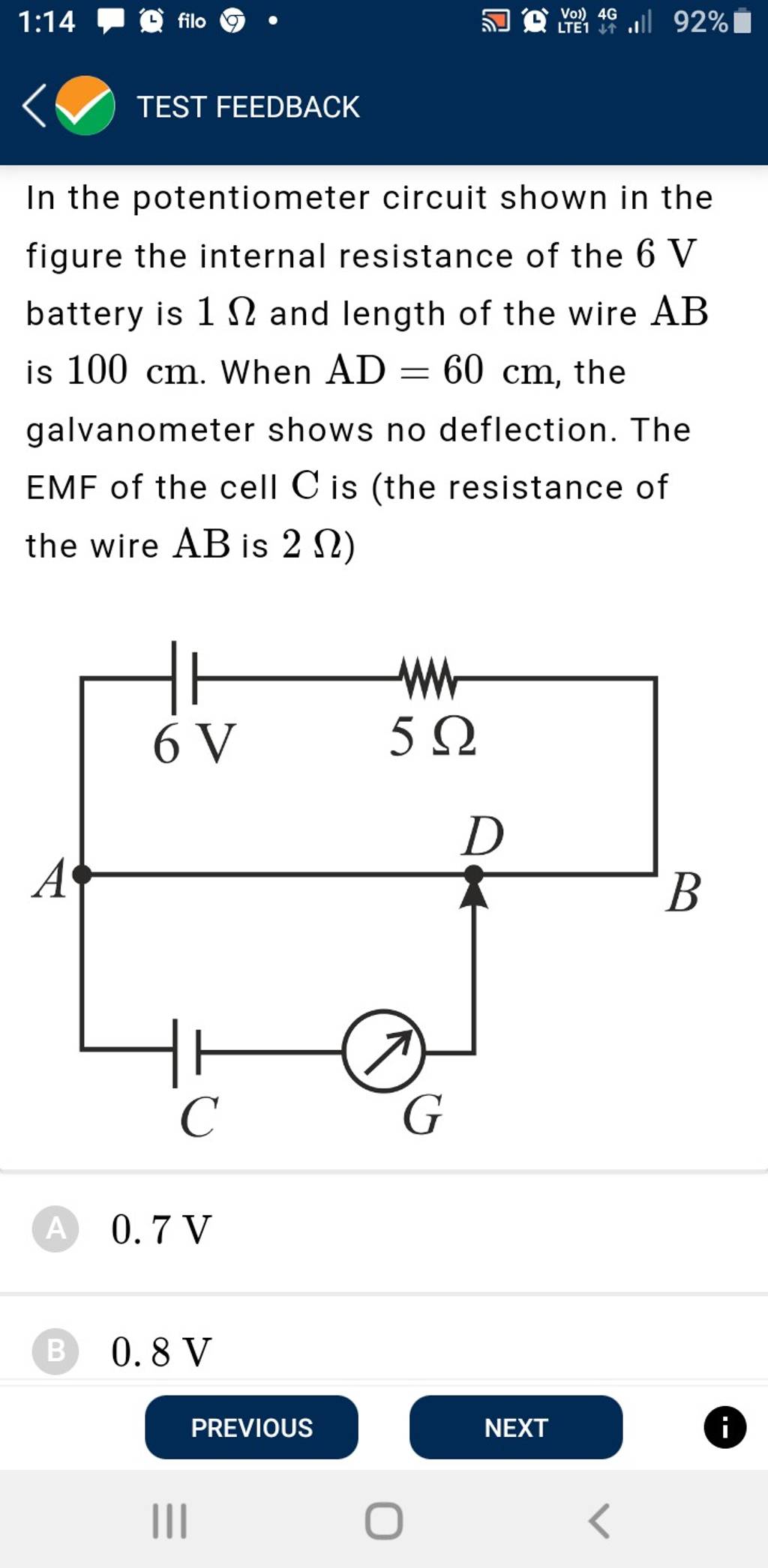 In the potentiometer circuit shown in the Filo
