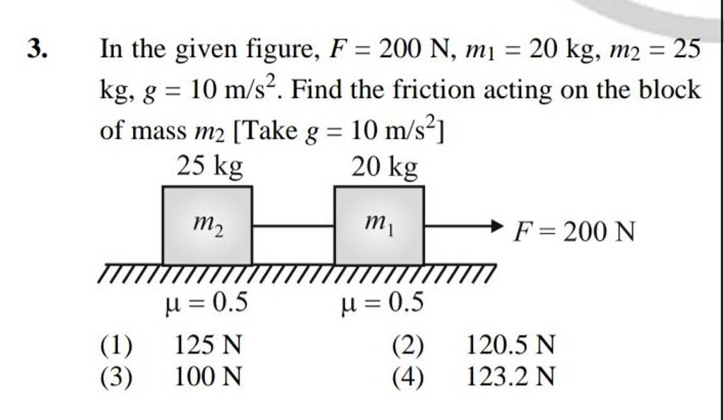 in-the-given-figure-f-200-n-m1-20-kg-m2-25-kg-g-10-m-s2-find-the-fric