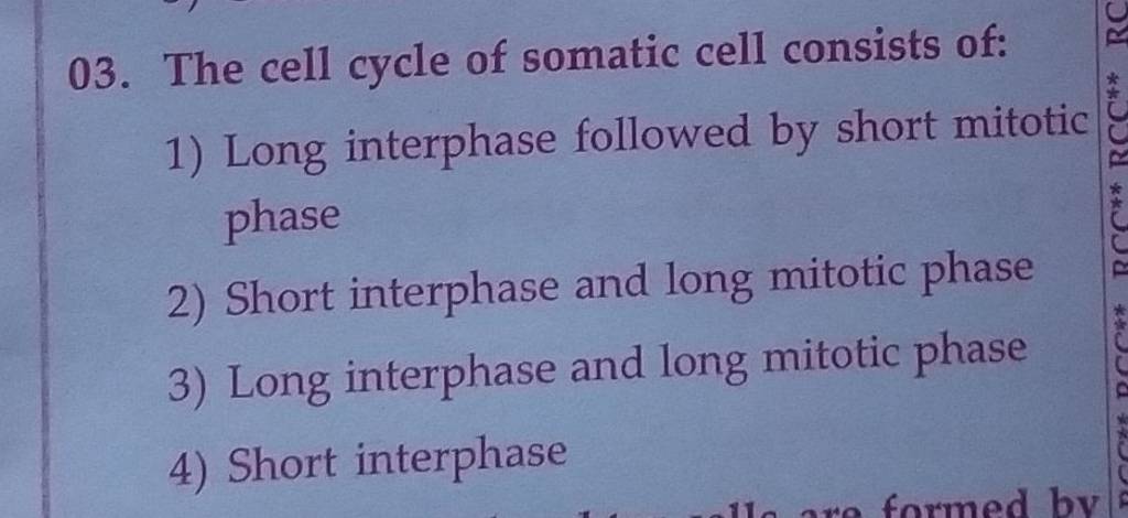 The cell cycle of somatic cell consists of: Biology Diagrams