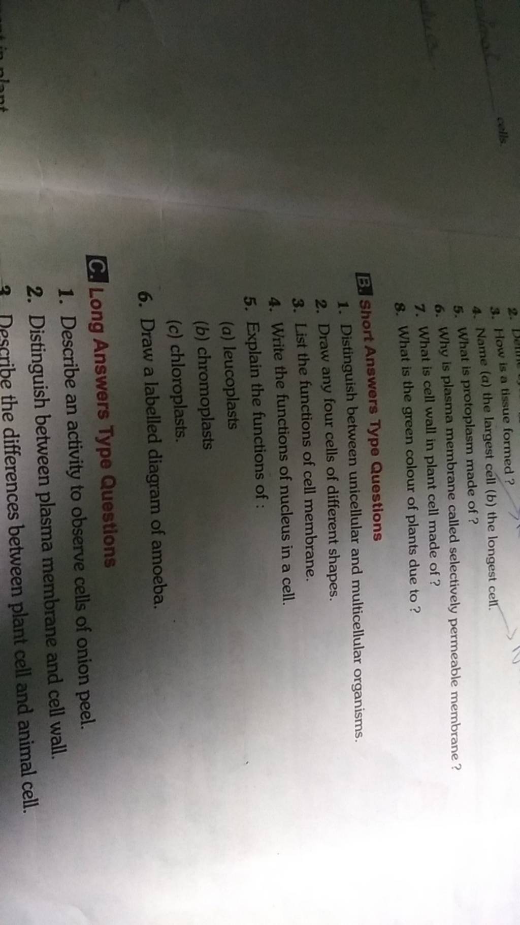 What is cell wall in plant cell made of ? 8. What is the green colour of .. What is cell wall in plant cell made of ? 8. What is the green colour of ..