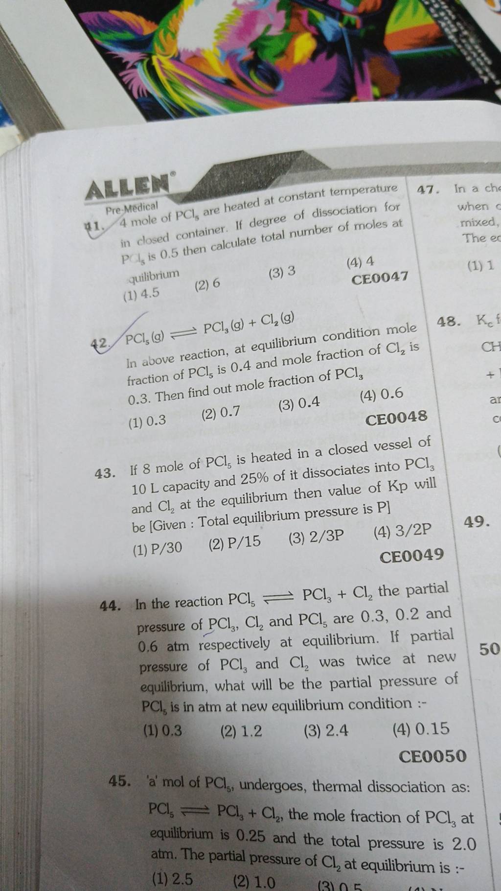 PCl5 G PCl3 G Cl2 G In Above Reaction At Equilibrium Condition pcl5-g-pcl3-g-cl2-g-in-above-reaction-at-equilibrium-condition