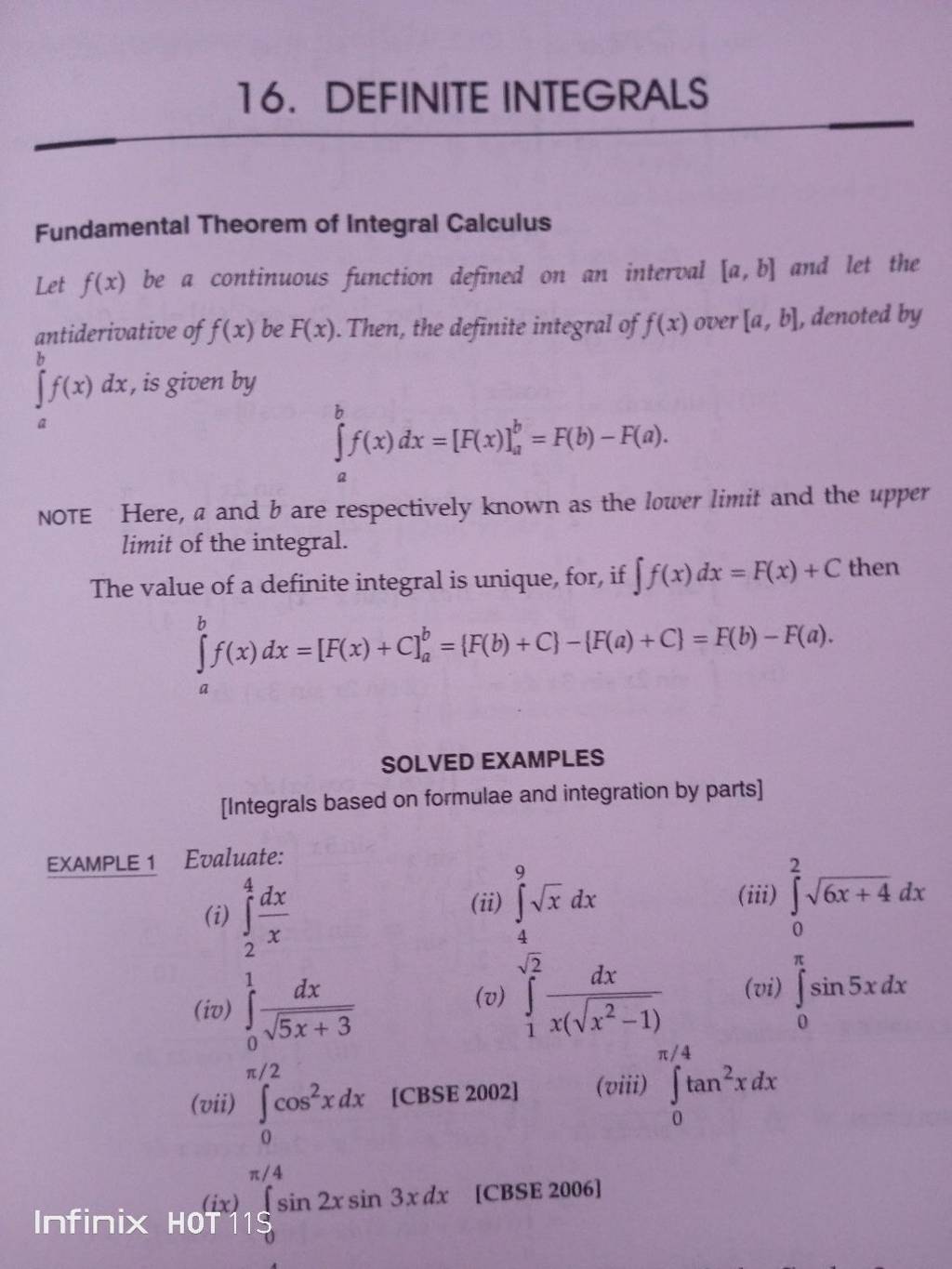 definite integral fundamental theorem of calculus