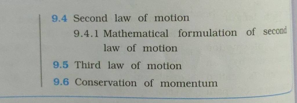 mathematical formulation of second law of motion class 9