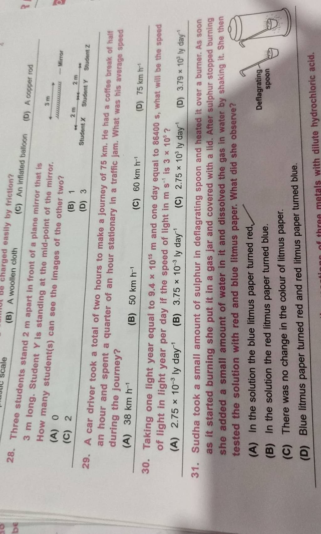 Sudha took a small amount of sulphur in deflagrating spoon and heated it