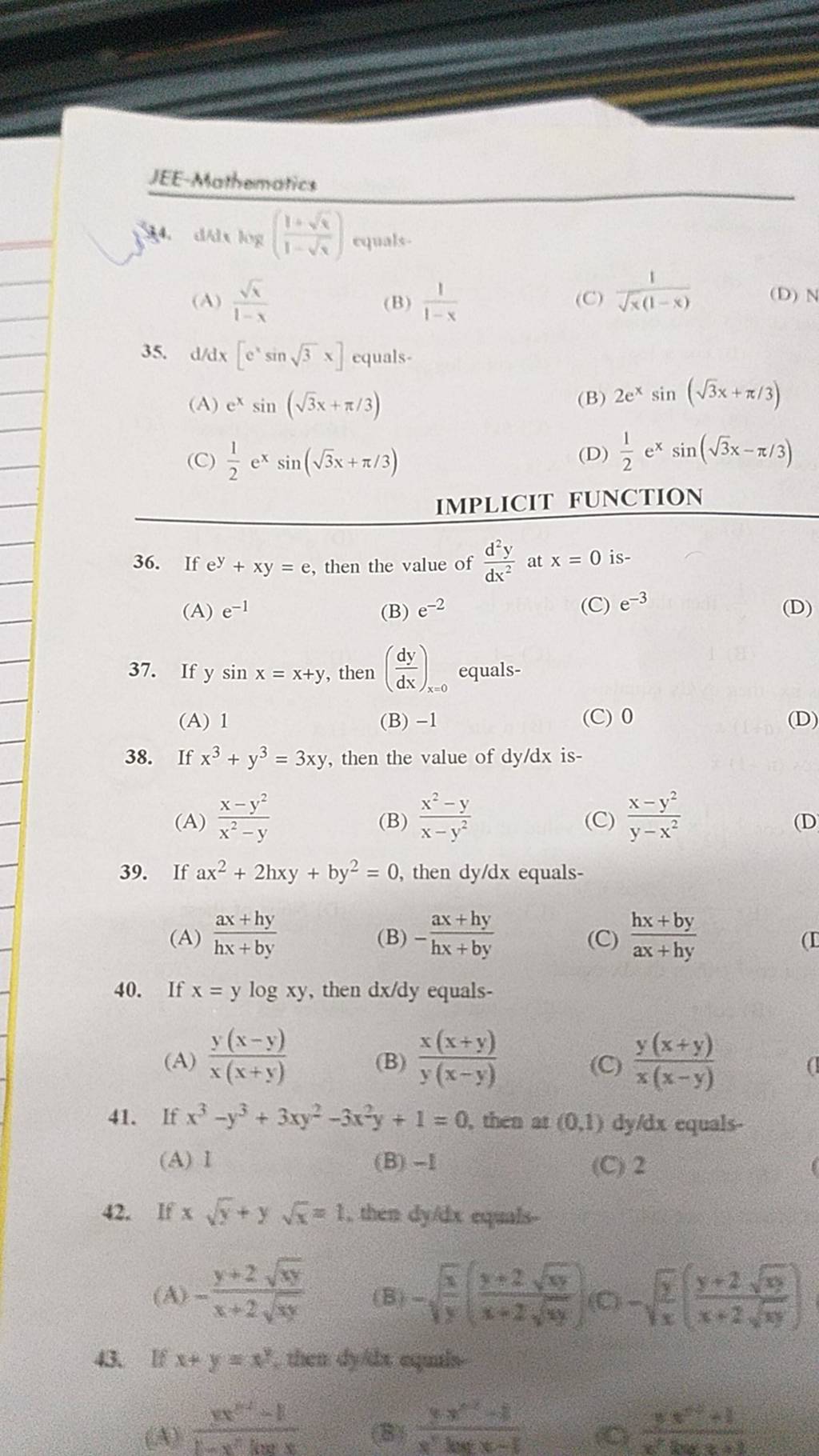 if-x3-y3-3xy-then-the-value-of-dy-dx-is-filo