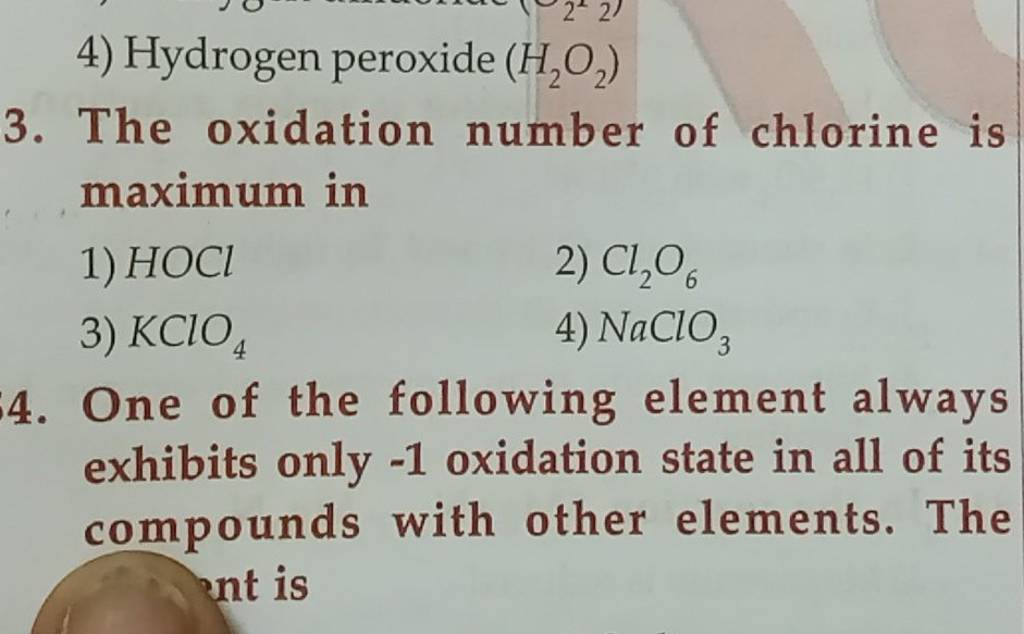 The oxidation number of chlorine is maximum in Filo