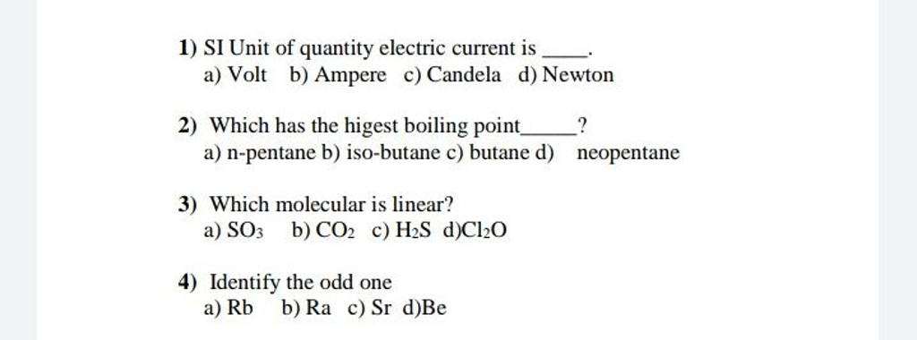 SI Unit of quantity electric current is | Filo