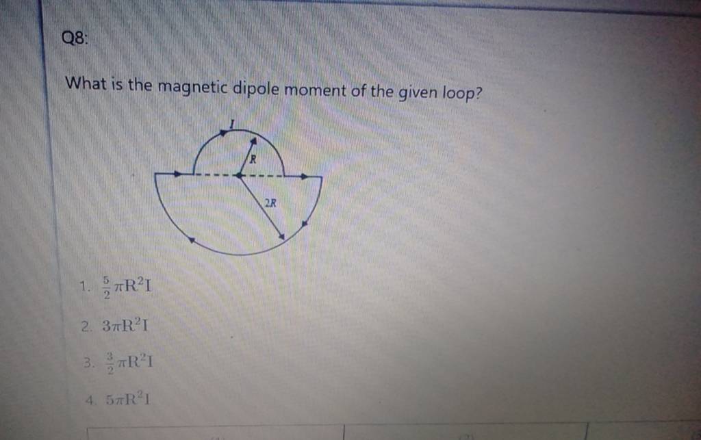 Q8: What Is The Magnetic Dipole Moment Of The Given Loop? | Filo