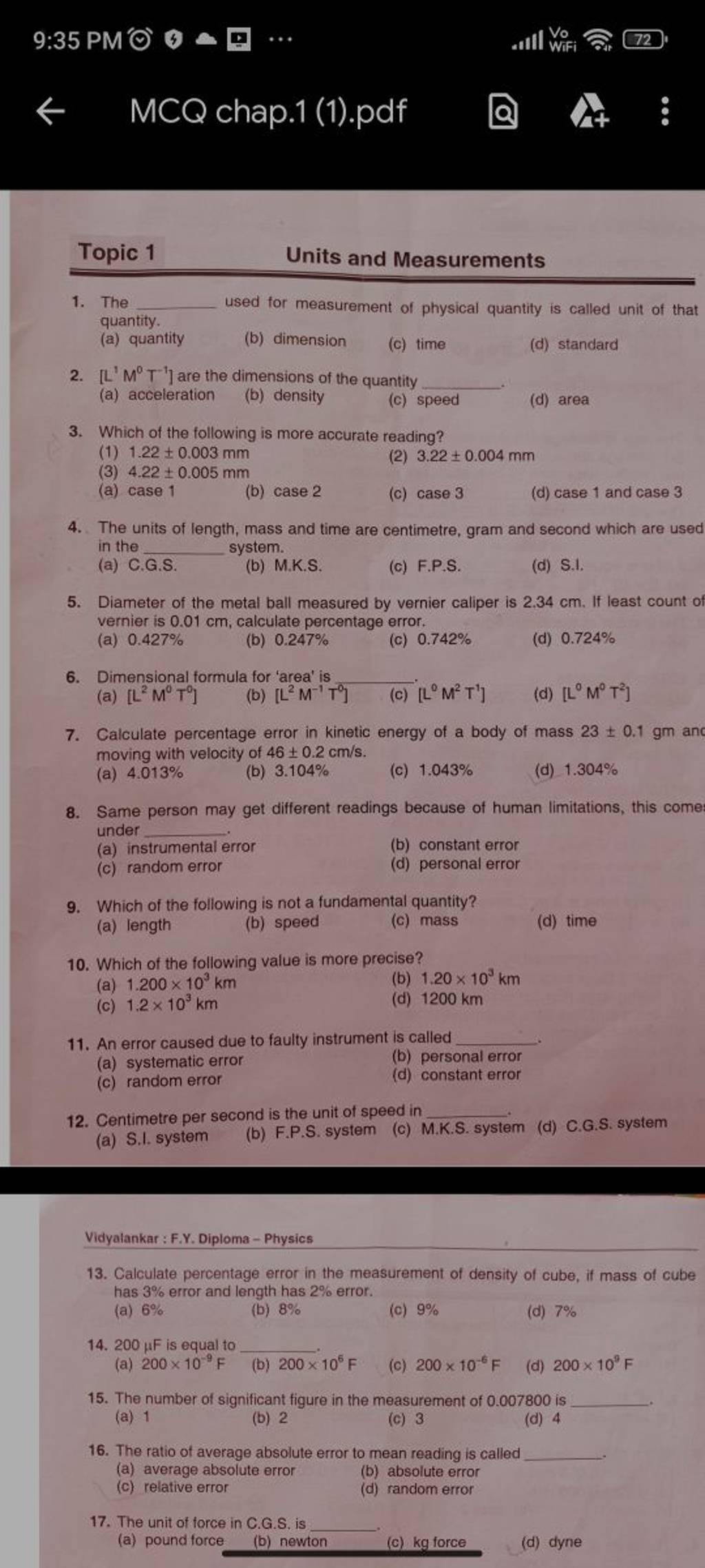 Calculate percentage error in energy of a body of mass 23±0.1gm a..