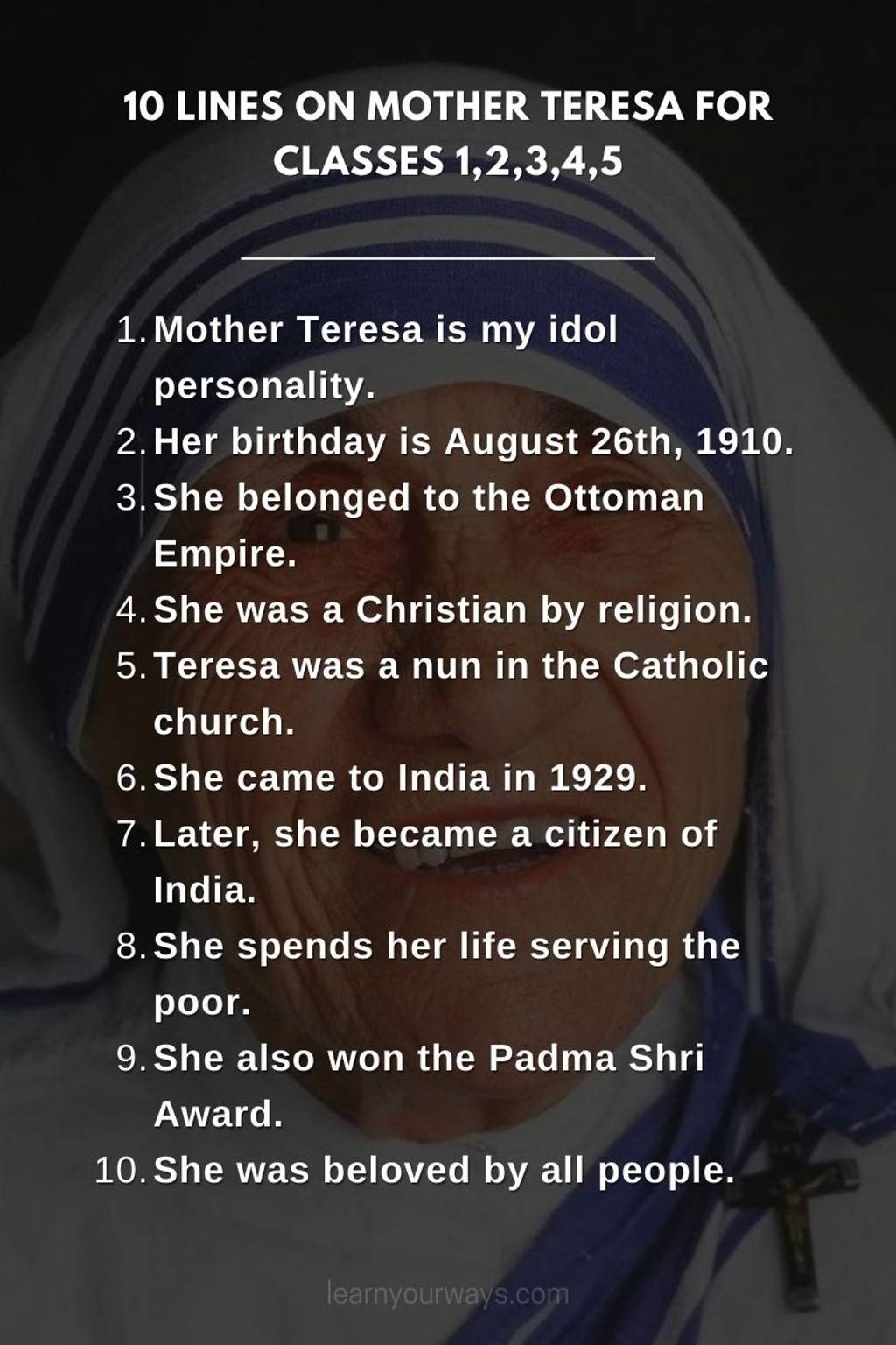 10 line essay on mother teresa