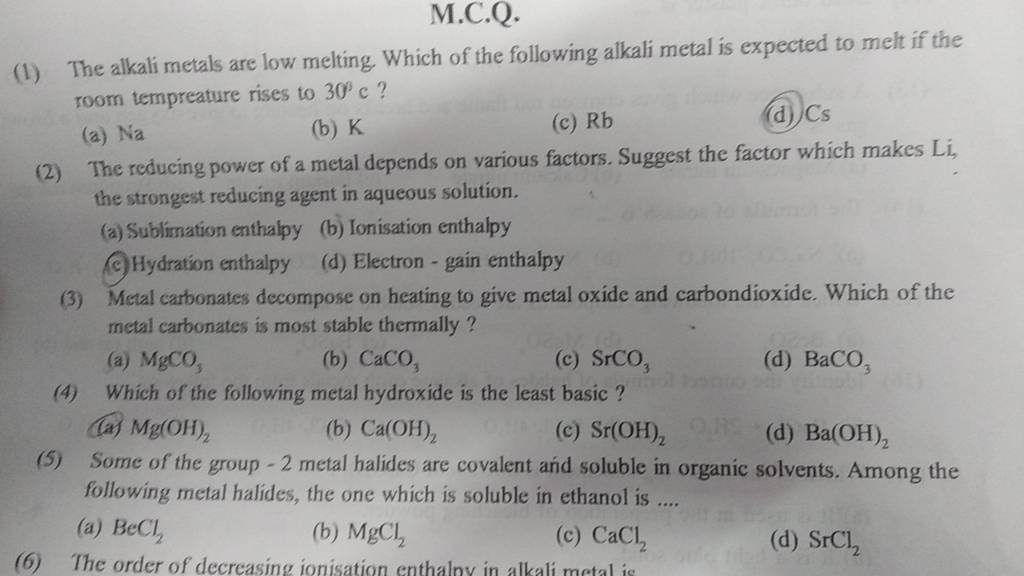 The reducing power of a metal depends on various factors. Suggest the fa..